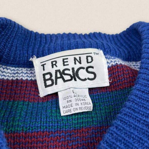 Vintage 90s Grandpa Sweater crew neck Acrylic Trend Basics Size Large - Picture 2 of 4